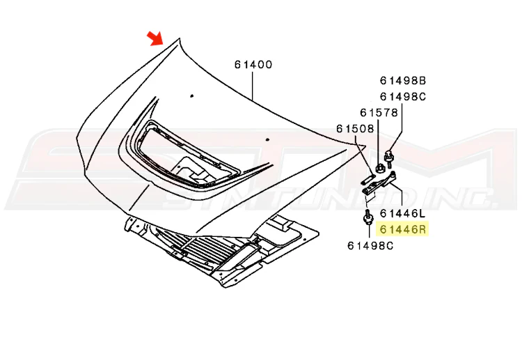 Mitsubishi OEM Hood Hinge (RH) for Evo 7/8/9 - Image 5