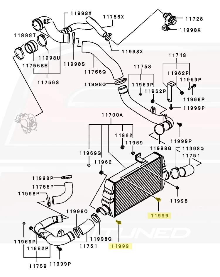 Mitsubishi OEM Intercooler Mounting Bolt for Evo 4-9 (MD131051) - Image 6