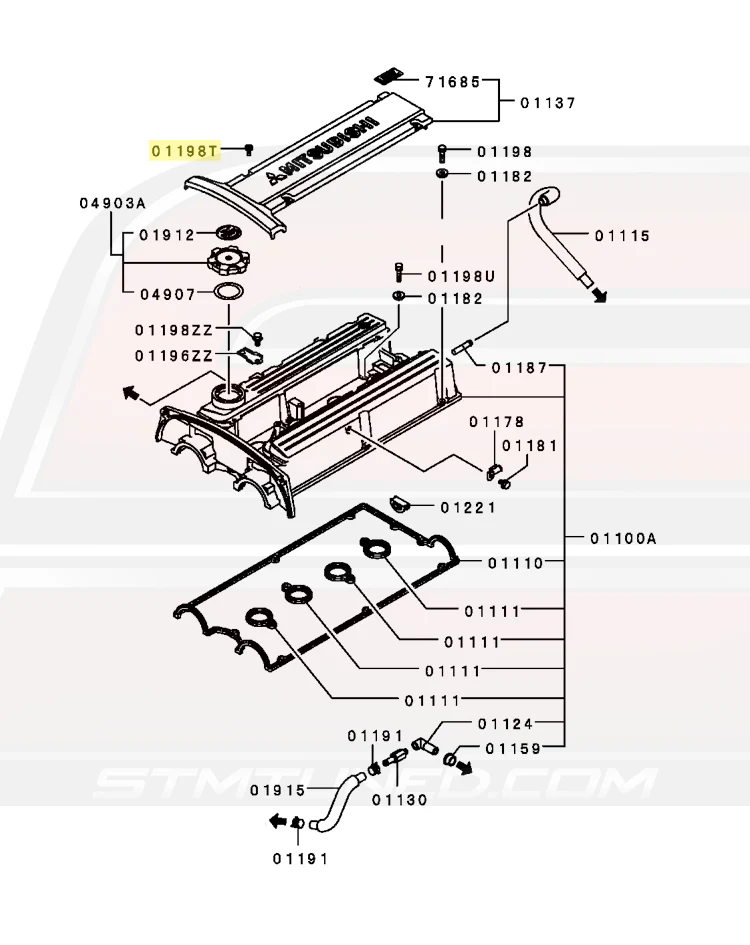 Mitsubishi OEM Spark Plug Cover Bolt for Evo 4-9 (MS240077) - Image 5