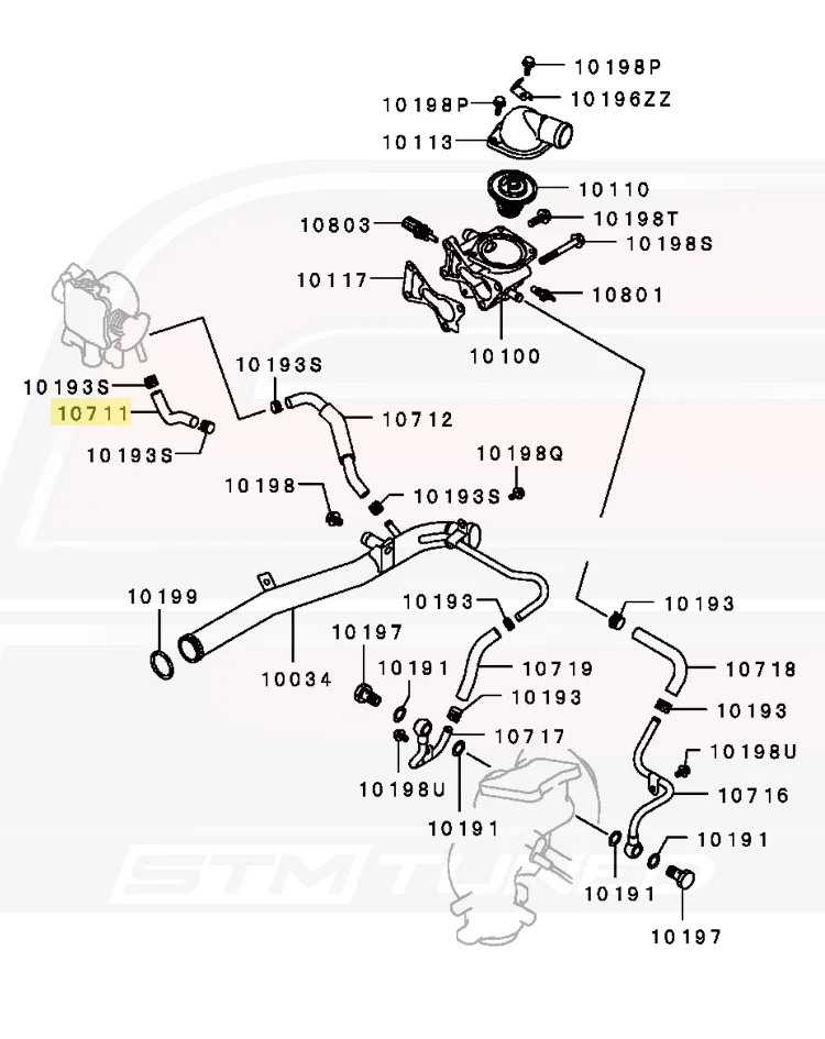 Mitsubishi OEM Throttle Body Coolant Return Line for Evo 8 (MN143462) - Image 4