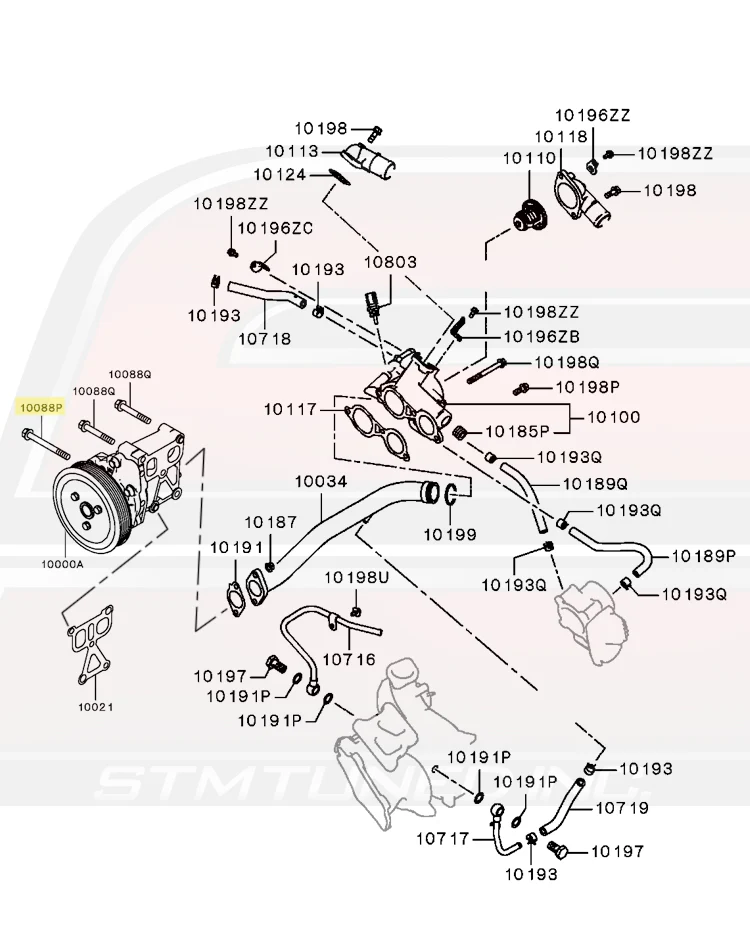 Mitsubishi OEM Water Pump Bolt (Long) for 2012-2015 Evo X - Image 4