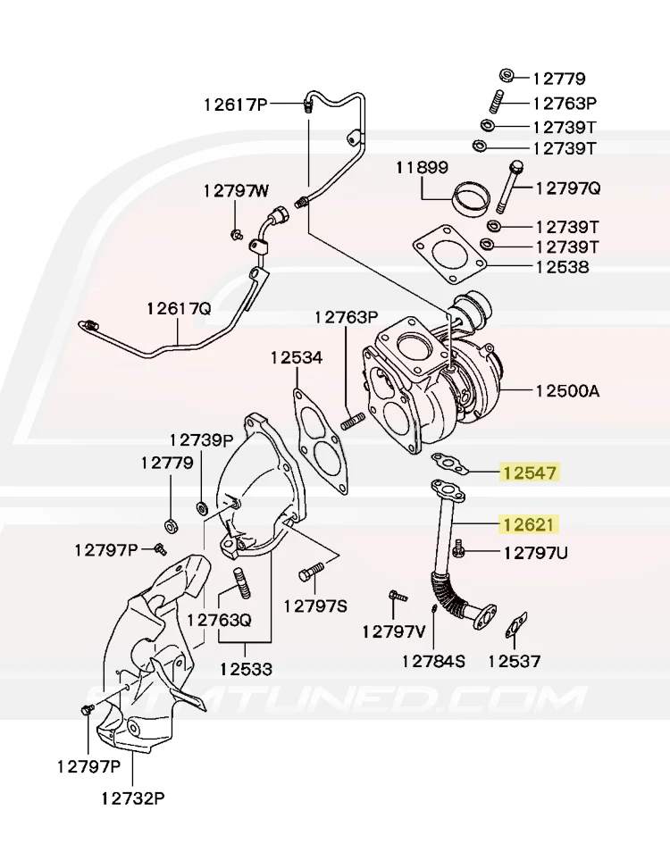 Mitsubishi OEM Oil Return Line to Turbo Bolt & Gasket Kit for 2G DSM (STMKIT-MIT-ORLBGK-T-2G)  *Discontinued* - Image 3