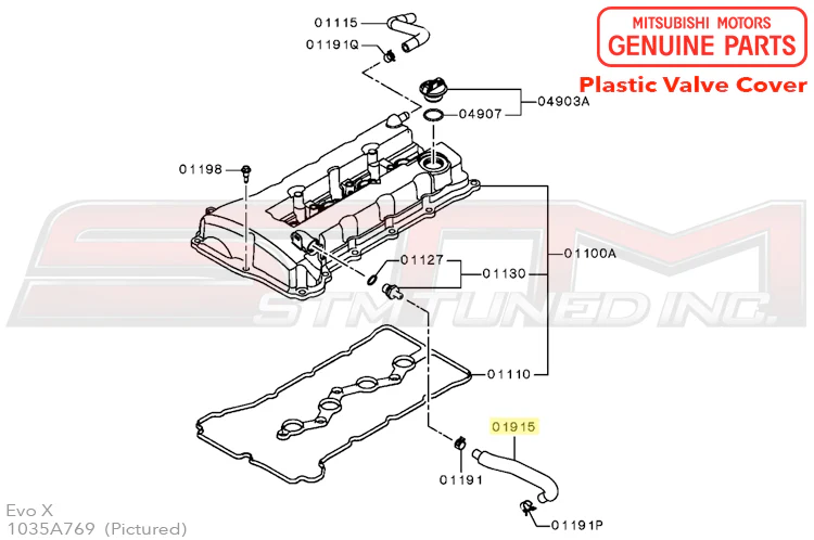 Mitsubishi PCV Valve/Front Valve Cover Hose - Evo X - Image 4