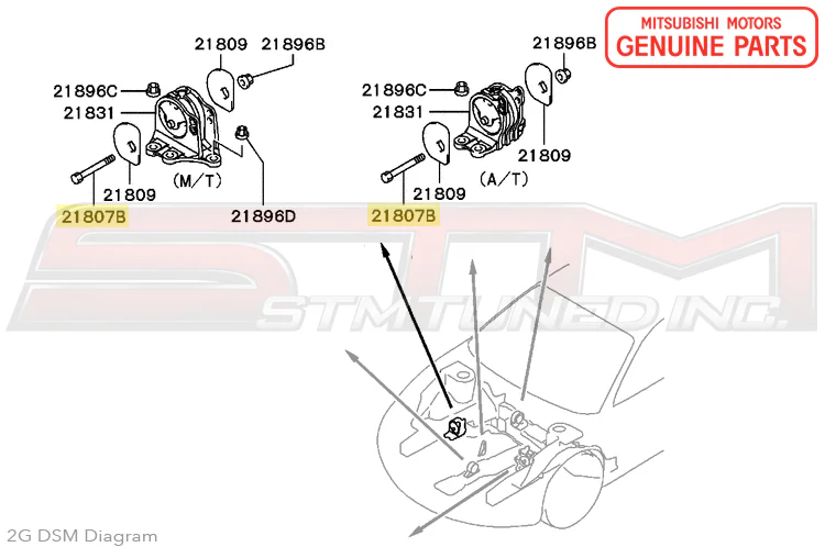 Mitsubishi RH Transmission Side Motor Mount Center Bolt - 2G DSM - Image 3