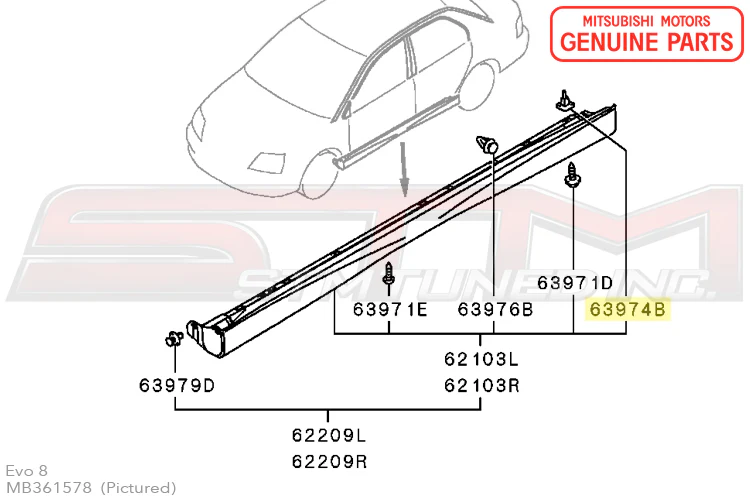Mitsubishi Side Skirt Clip - Evo 7/8/9 - Image 3