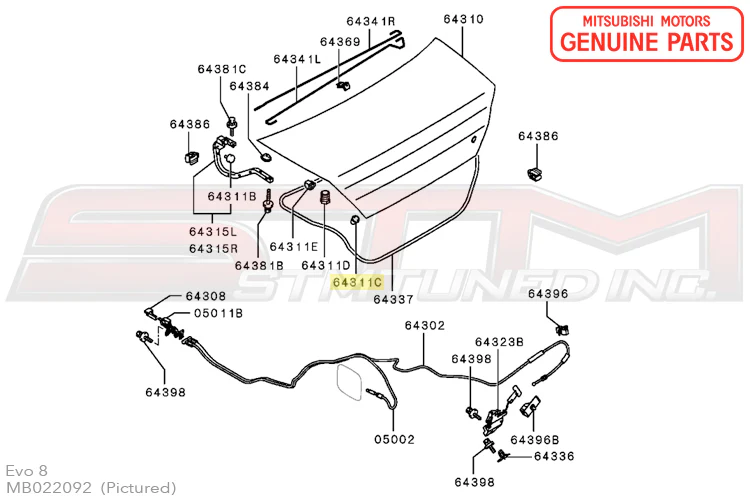 Mitsubishi Trunk Lid Bump Stop Damper - Evo 4-9 - Image 3