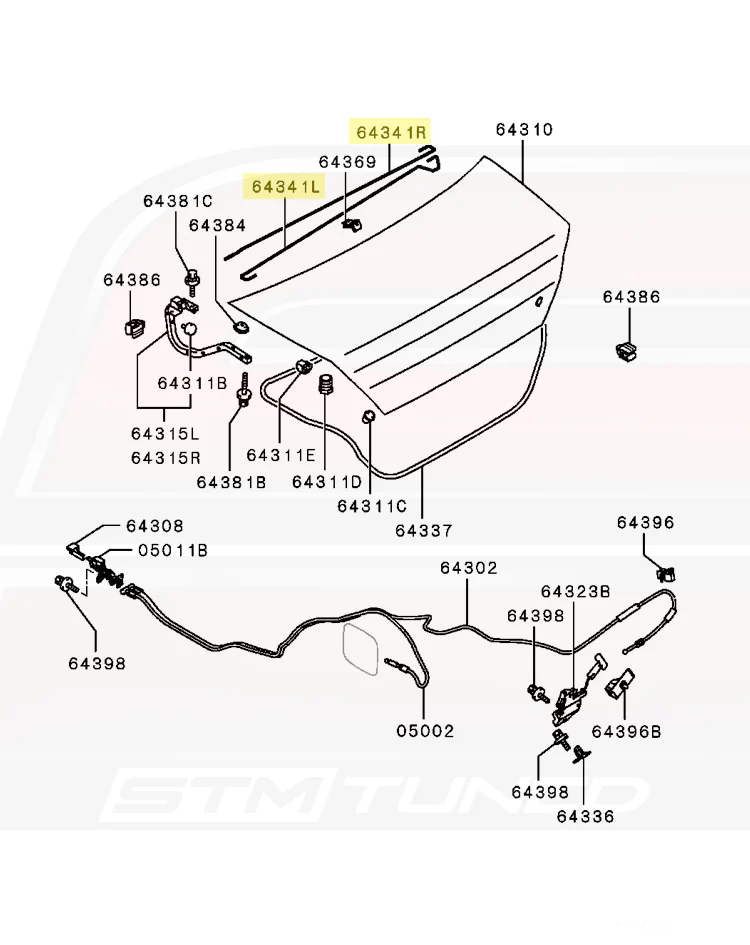 Mitsubishi OEM RS Trunk Torsion Bar for Evo 7/8/9 - Image 4