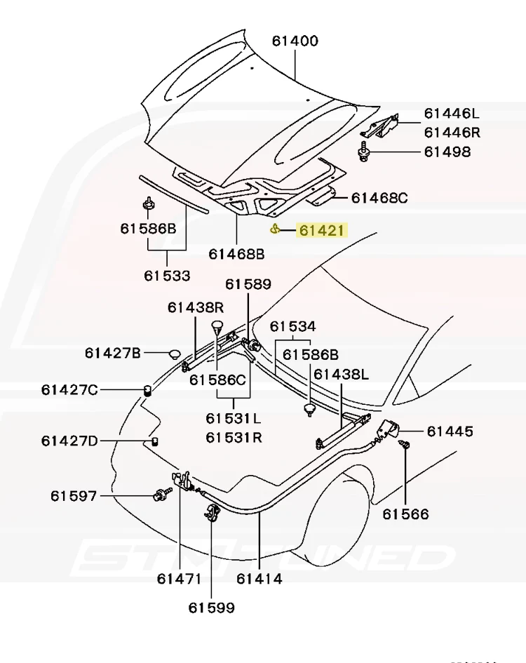 Mitsubishi OEM Hood Insulator Clip for Evo DSM 3000GT (MB270053) - Image 4