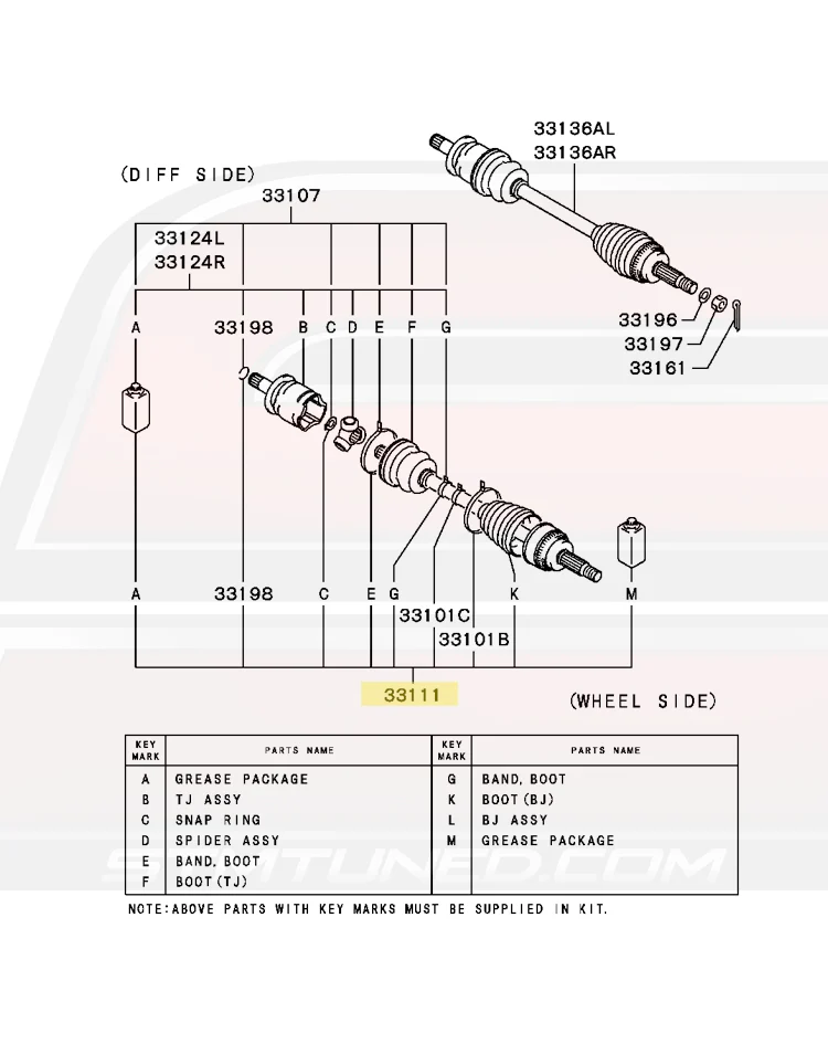 Mitsubishi OEM Rear Axle Boot Kit (Wheel Side) for Evo 7/8/9 (MN156753) - Image 7