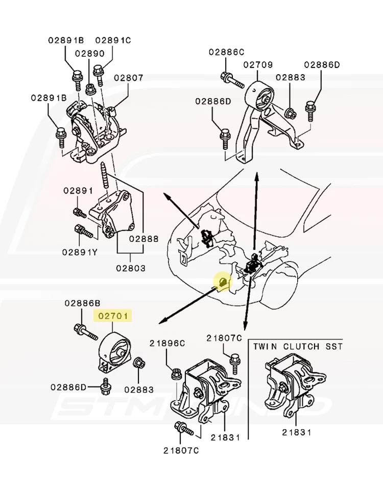 Mitsubishi OEM Front Motor Mount for Evo X (MN184347) - Image 5