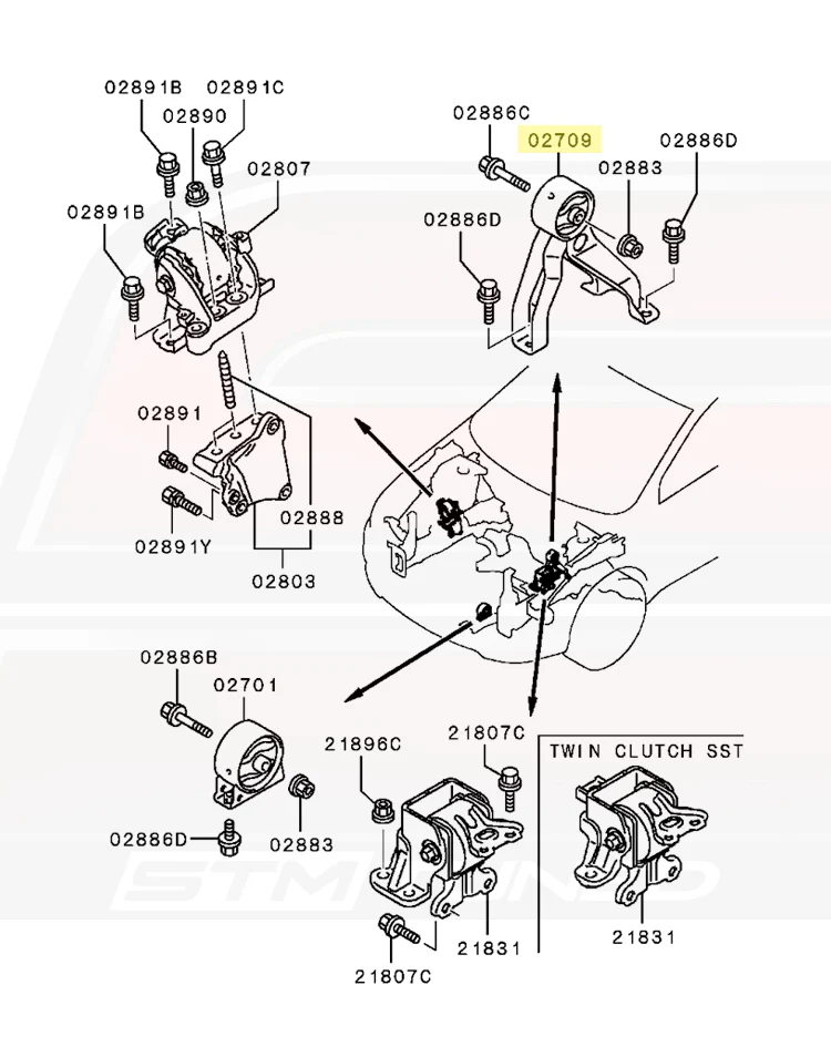 Mitsubishi OEM Rear Engine Mount for Evo X SST (MN184348) - Image 2
