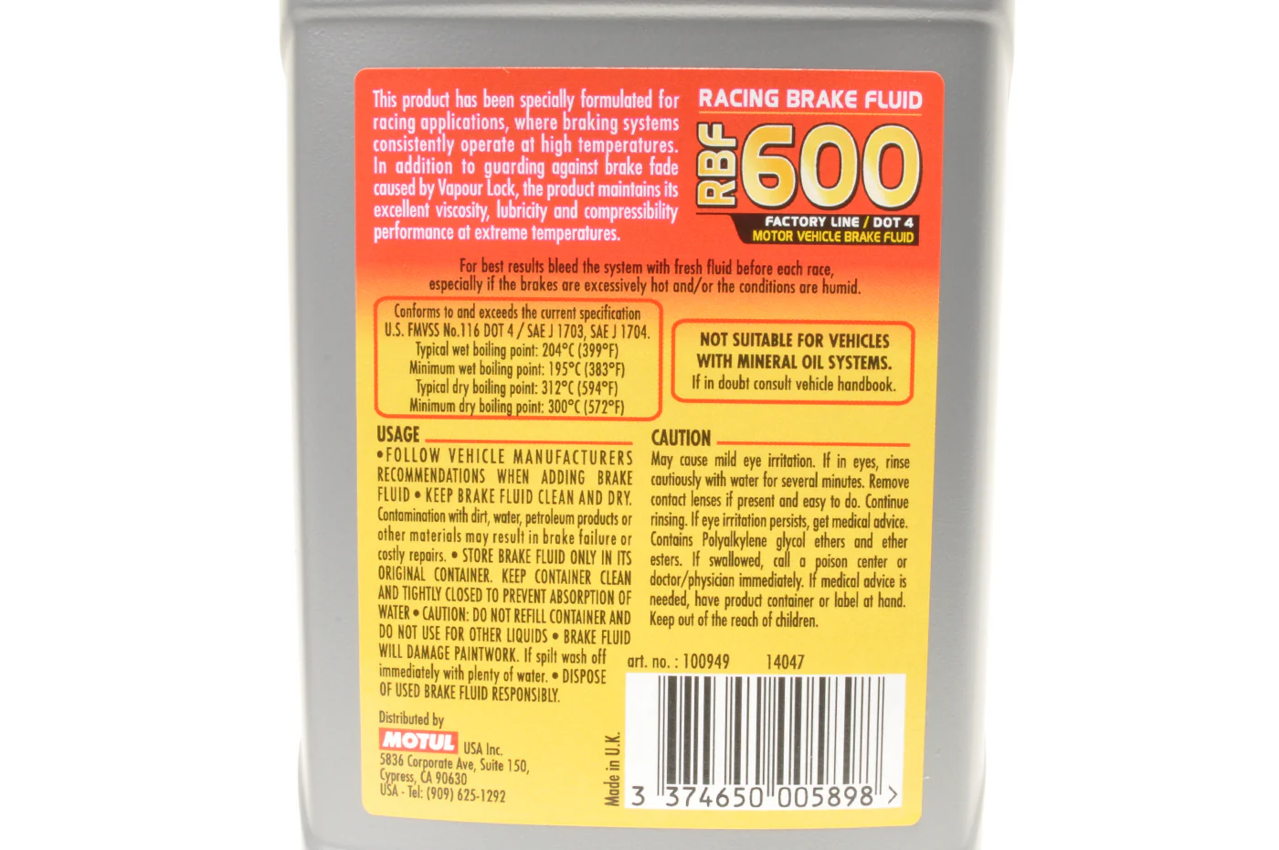 MOTUL RBF 600 Factory Line Racing Brake Fluid (100949-1) - Image 2