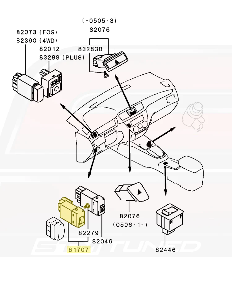 Mitsubishi OEM Instrument Light Dimming Switch for Evo 8/9 (MR190954) - Image 5