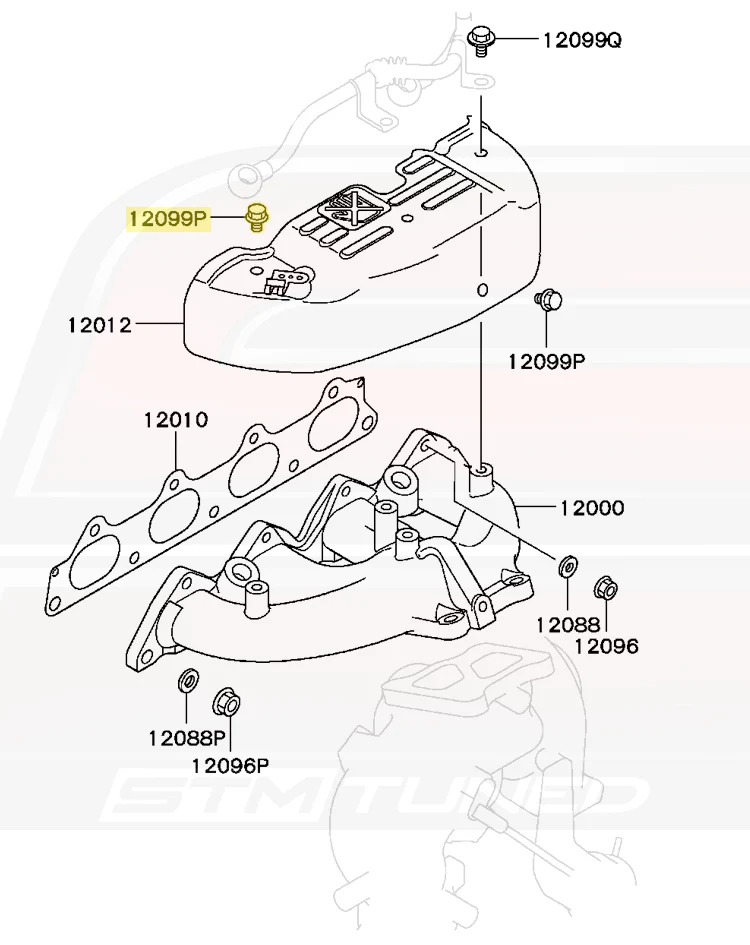 Mitsubishi OEM Exhaust Manifold Cover Bolt for Evo 4/5/6/7 (MR385780) - Image 3