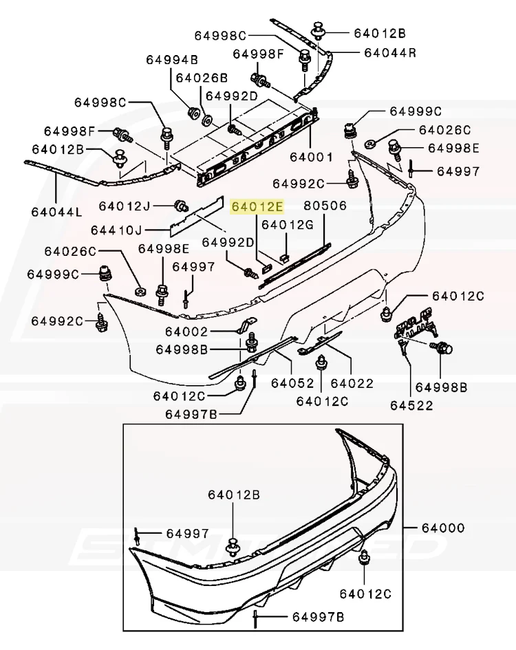 Mitsubishi OEM Clip for Evo 9 JDM Rear Bumper (MR415259) - Image 3