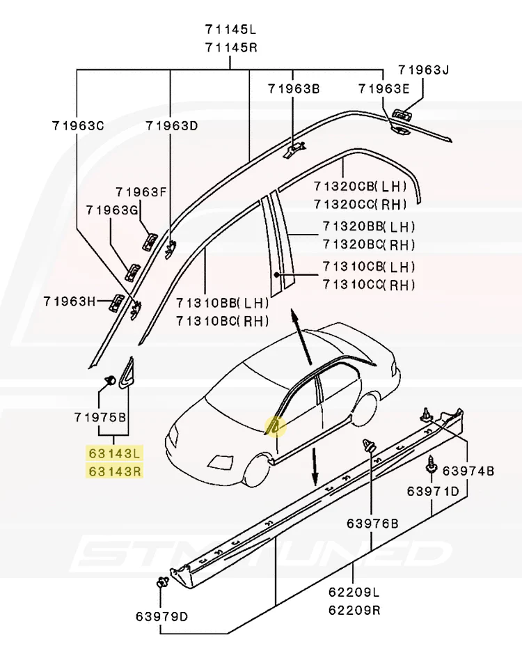 Mitsubishi OEM Door Mirror Exterior Pillar Garnish for Evo 8/9 - Image 6