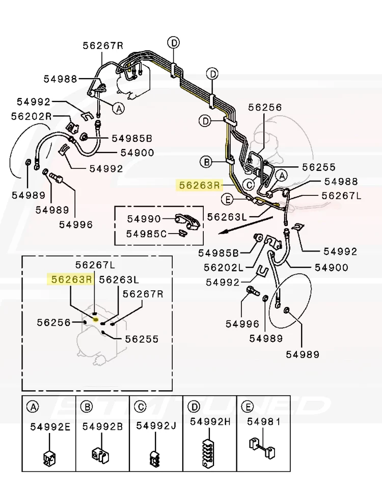 Mitsubishi OEM Brake Line ABS to Rear RH for Evo 8/9 (MR493290) *Discontinued* - Image 4