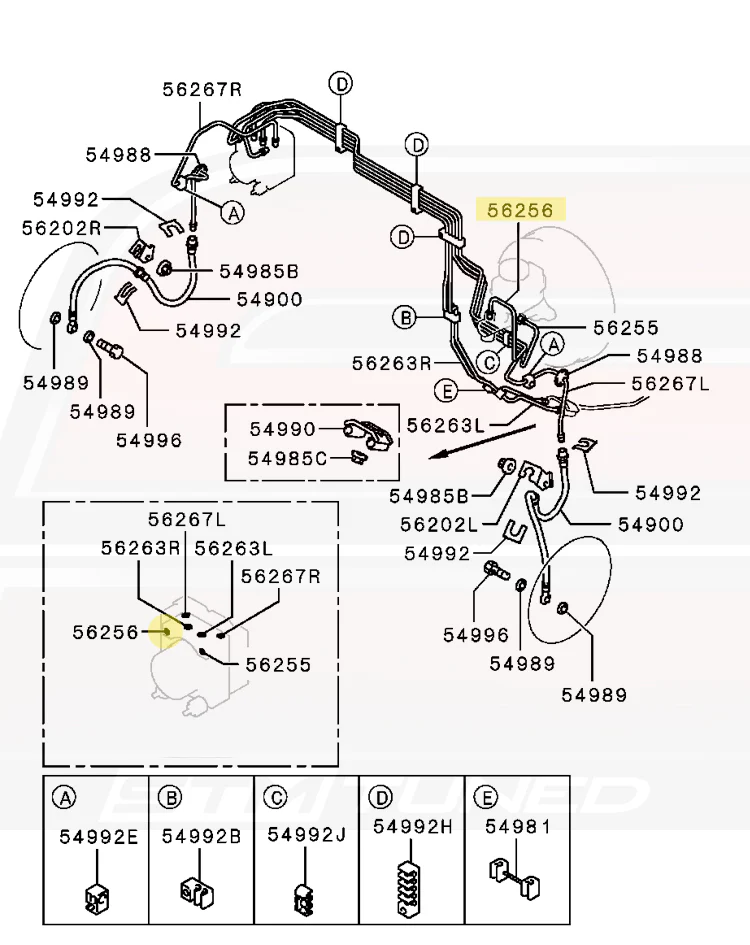 Mitsubishi OEM Master Brake Line (Secondary) Evo 8/9 ABS (MR493306) - Image 3