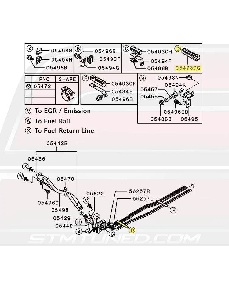 Mitsubishi OEM Fuel Line Clip (D) for Evo 7/8/9 (MR552572) *Discontinued* - Image 6