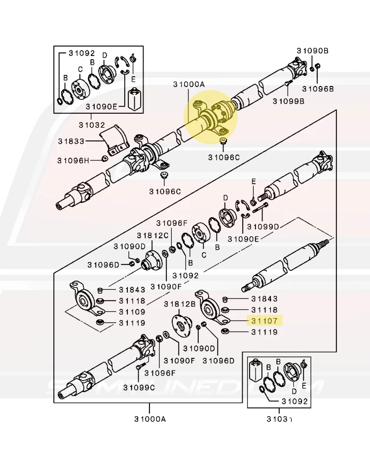 Mitsubishi OEM Driveshaft Carrier Bearing (Rear) for Evo 7/8/9 (MR553202) - Image 6