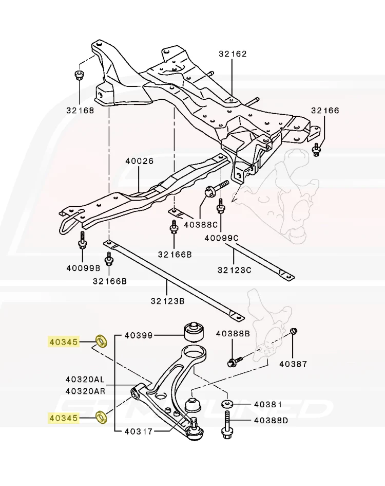 Mitsubishi OEM Front Suspension Lower Arm Stopper for Evo 7/8/9 (MR554819) - Image 3