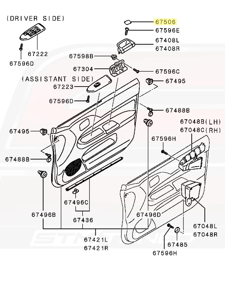 Mitsubishi OEM Door Pull Handle Cap for Evo 7/8/9 (MR794191) - Image 4