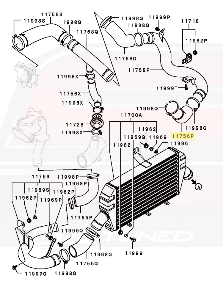 Mitsubishi OEM Lower Intercooler Coupler for Evo 8/9 (MR993892) - Image 4