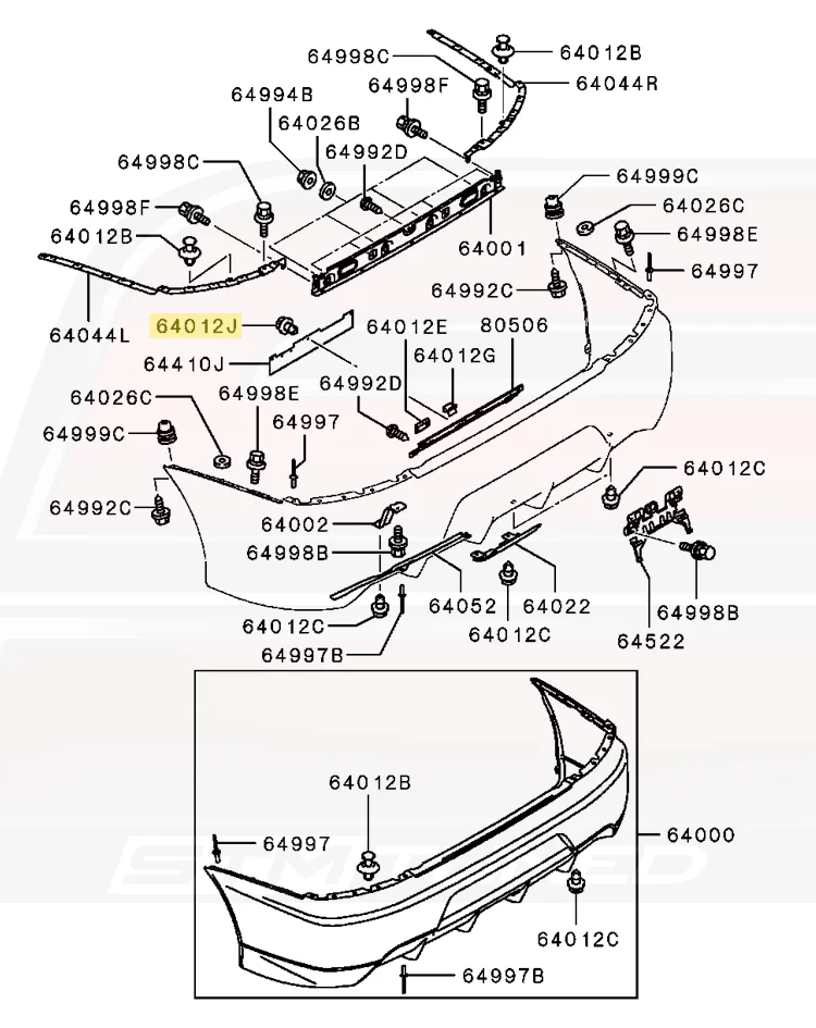 Mitsubishi OEM Trim Clip for JDM Evo 9 Rear Bumper (MS470075) - Image 3