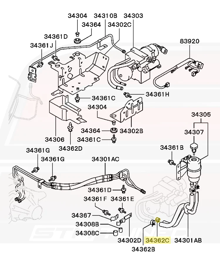 Mitsubishi OEM Clamp for Evo 8/9 AYC and Power Steering (MS660171) - Image 4