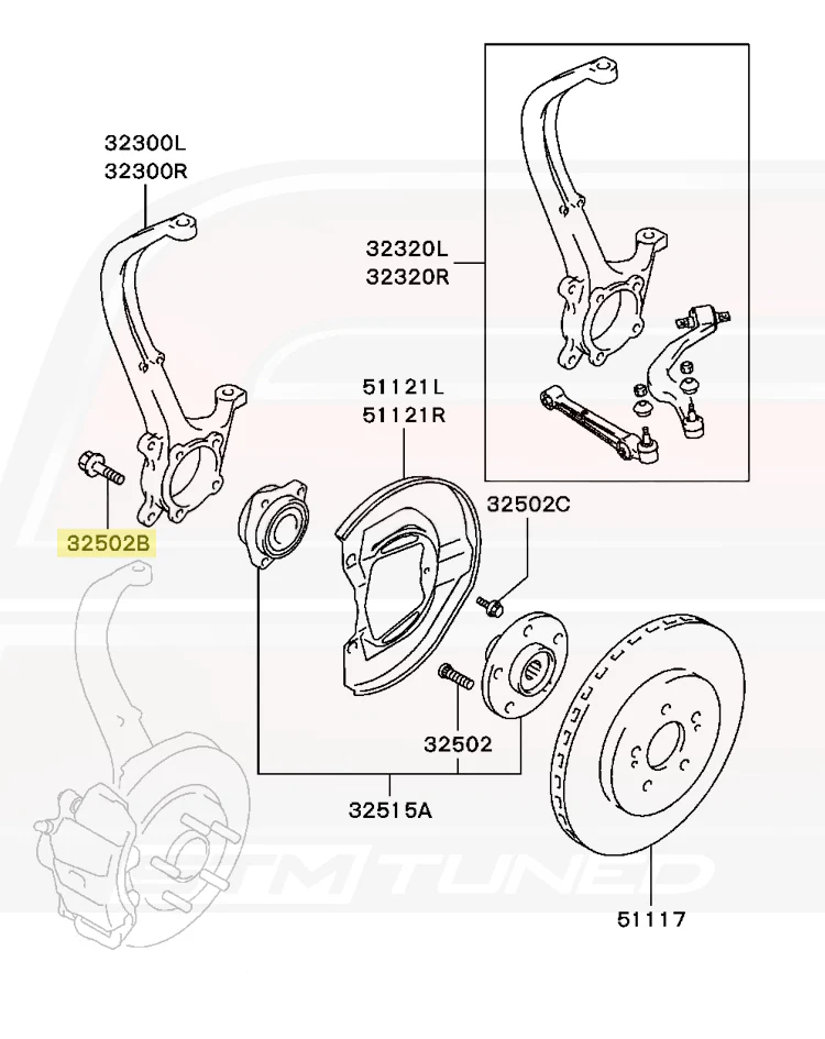 Mitsubishi OEM Front Knuckle to Hub Bolt for 2G DSM (MU140016) - Image 4
