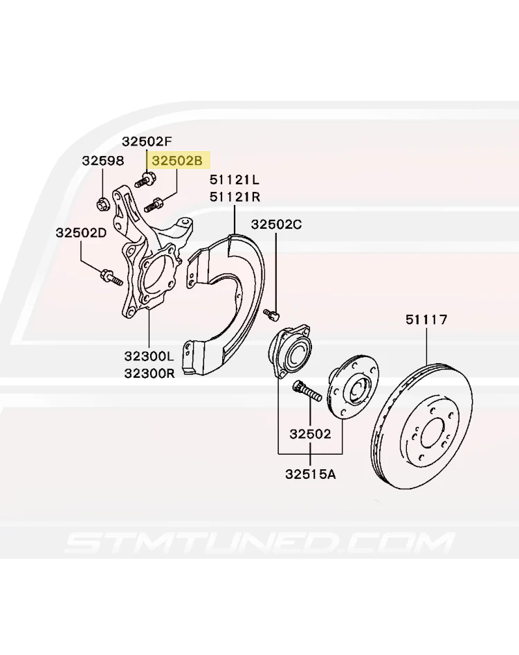 Mitsubishi OEM Front Wheel Hub Bolt (Bottom) for Evo 7/8/9/X (MU140067) - Image 6