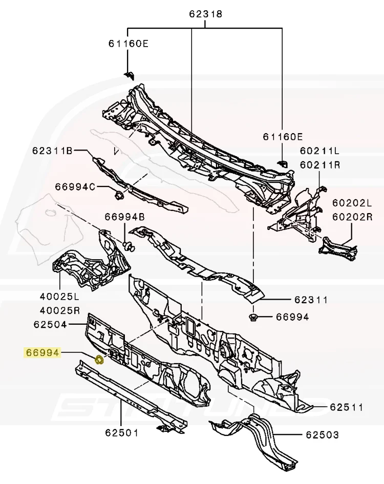 Mitsubishi OEM Front Cowl Trim Clip for Evo 7/8/9/X (MU481004) - Image 5