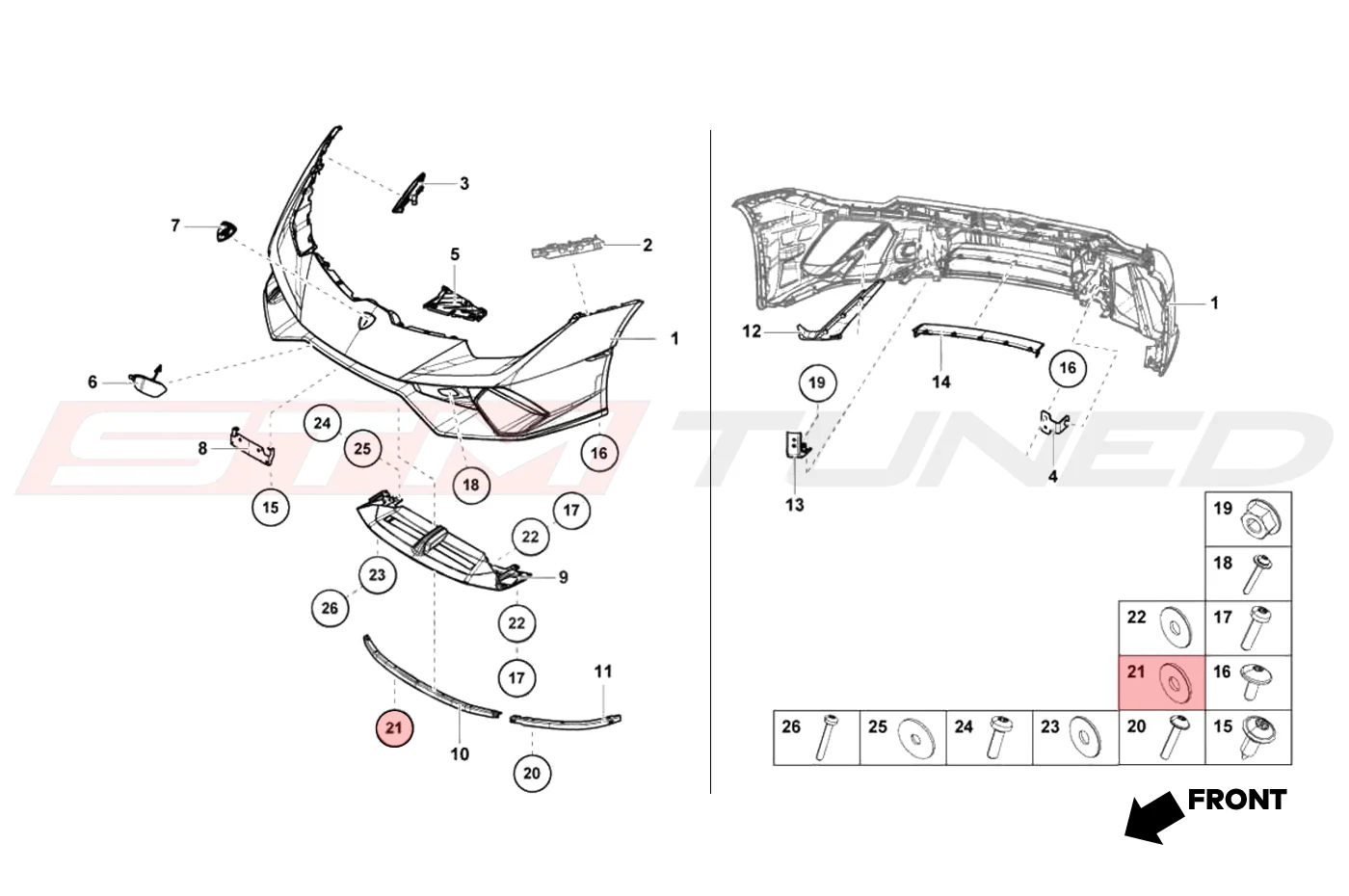 Lamborghini OEM Front Lower Spoiler Washer for Huracan Performante (N01166422) - Image 3