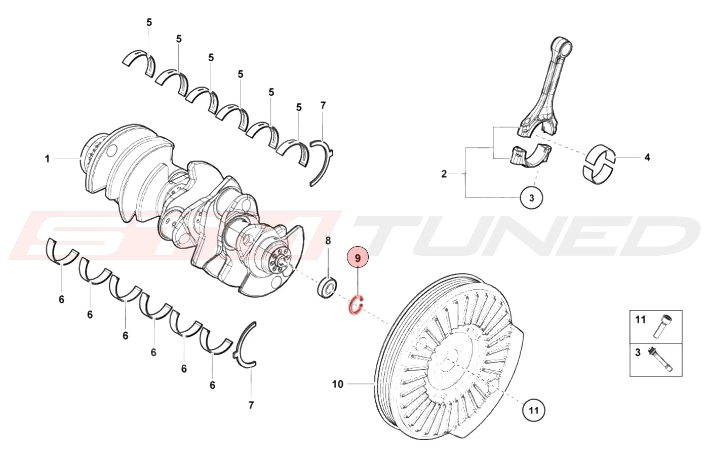 Audi OEM Crank Bearing Ring for R8 Huracan Gallardo Aventador (N0123031) - Image 3