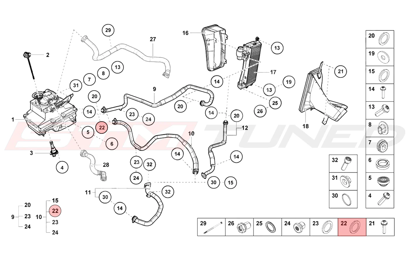Audi OEM Oil Cooler Line Oring 29mm for R8 Huracan (N90295401) - Image 3