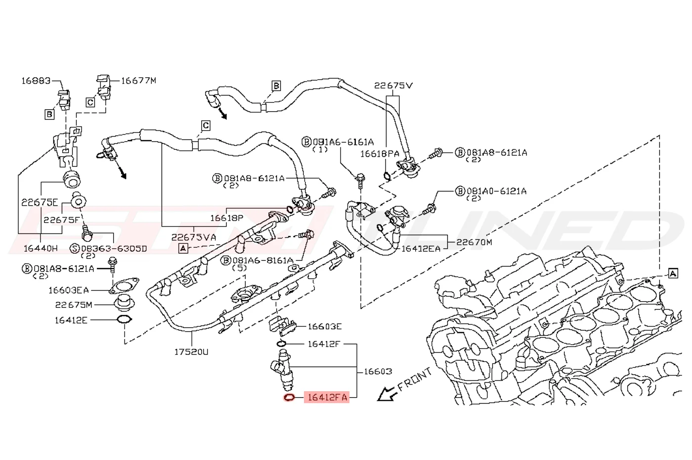 Nissan OEM Fuel Injector Lower O-Ring for R35 GTR (16618-EA000) - Image 3