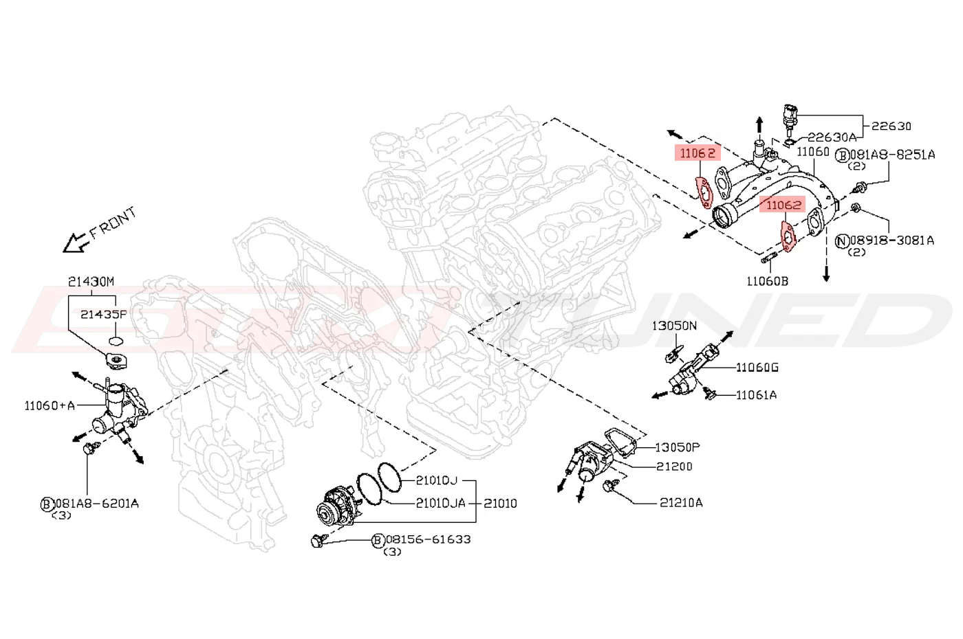 Nissan OEM Water Outlet Gasket for R35 GTR (11062-JF00A) - Image 2