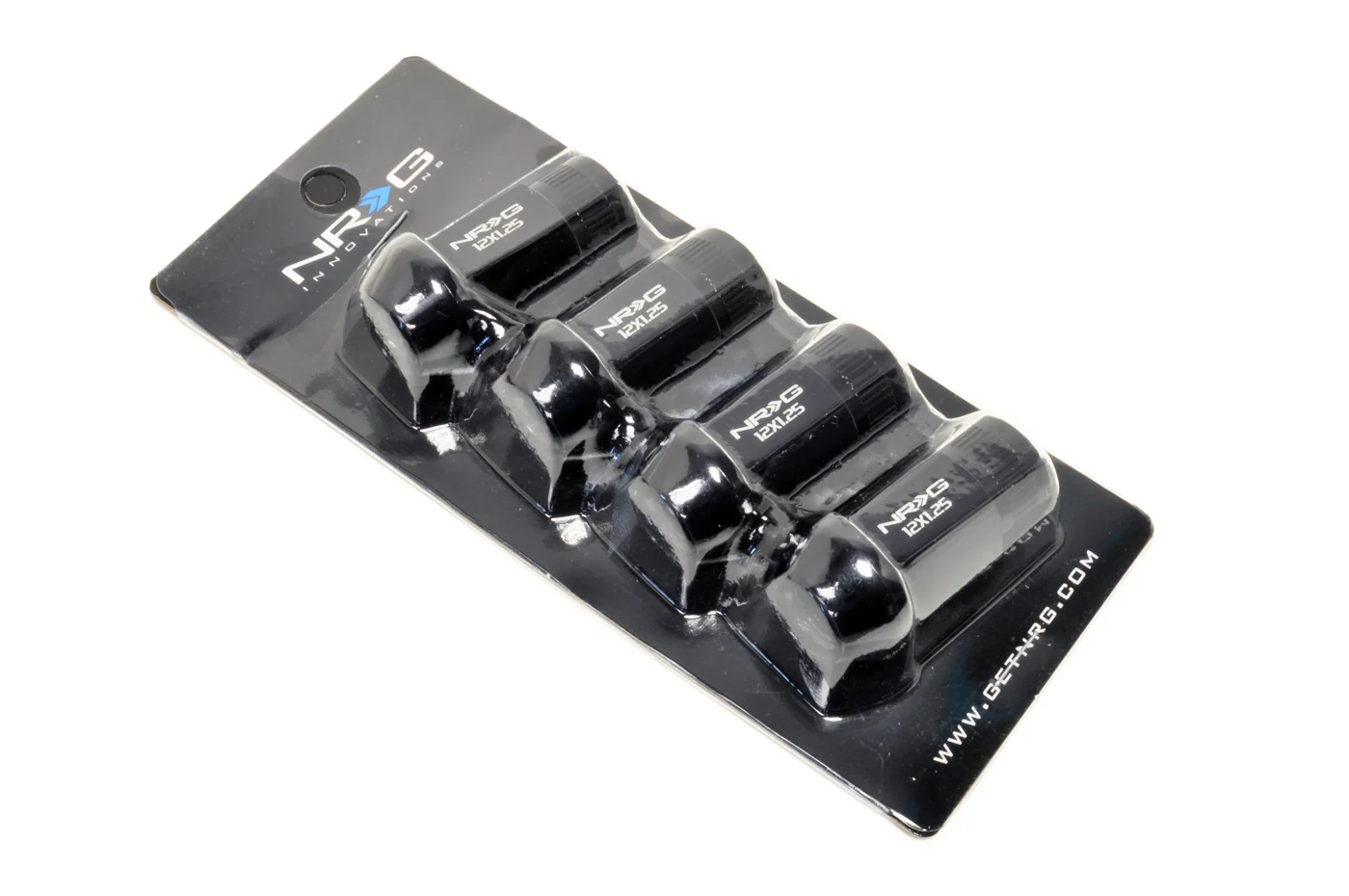 NRG Aluminum Lug Nuts M12x1.25 Gloss Black Set of 4 (LN-110BK) *Unavailable* - Image 2