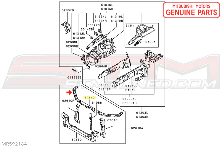 Mitsubishi Front End Upper Headlamp/Radiator Support - Evo 7/8/9 - Image 4