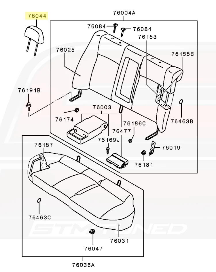 Mitsubishi OEM Rear Seat Headrest for Evo 8/9 - Image 6