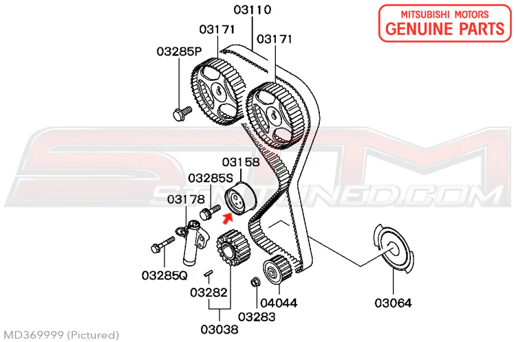 Mitsubishi Timing Belt Tensioner Pulley - Evo 4-9 - Image 4