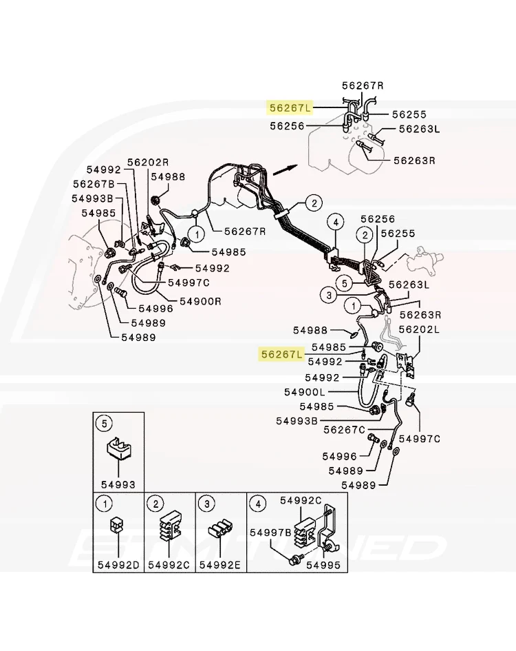 Mitsubishi OEM Brake Hard Line for Evo X (4650A315) - Image 4