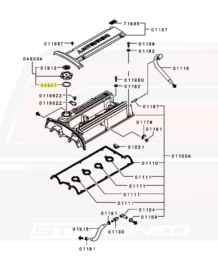 Mitsubishi OEM Engine Oil Cap Gasket for Evo DSM 3000GT (MD311638) - Image 4