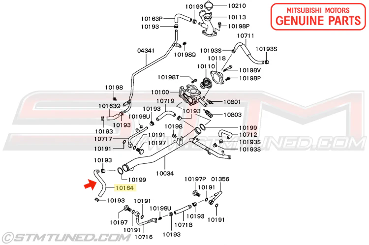 Mitsubishi Engine Oil Cooler Water Return Hose - Image 3