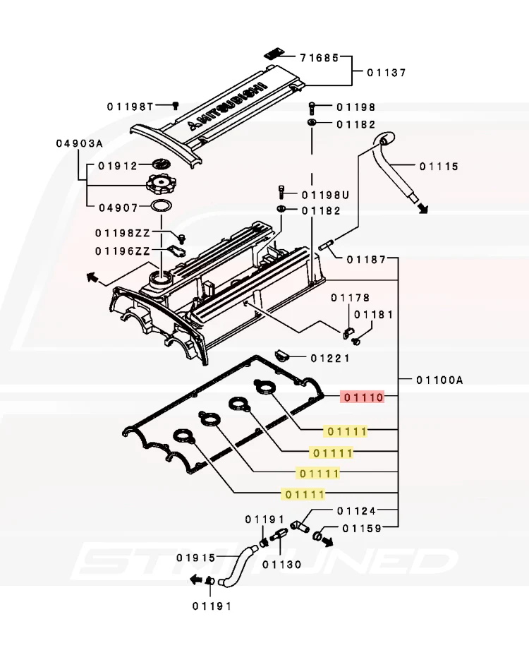 Mitsubishi OEM Valve Cover Gaskets for Evo 4-8 - Image 5
