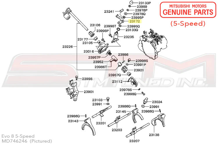 Mitsubishi 5-Speed Gear Select Shaft Lever - Evo 4-9 - Image 4