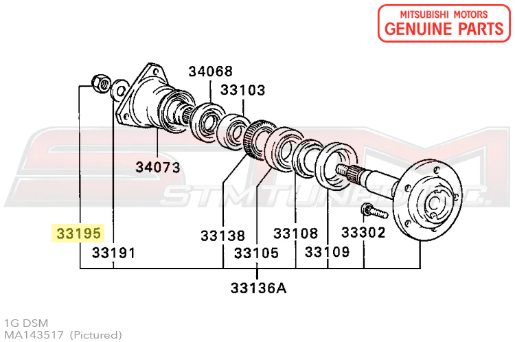 Mitsubishi Rear Diff/Driveshaft/1G Axle Nut - Evo 4-9/X/DSM/3S - Image 3