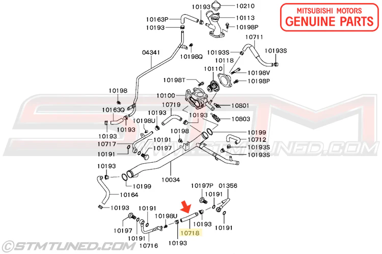 Mitsubishi OEM Turbo Coolant Feed Hose for 2G DSM (MD306415) *Discontinued* - Image 3