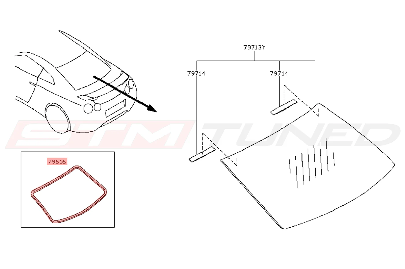 Nissan OEM Windshield/Rear Window Weatherstrip (G2G16-89900) - Image 2
