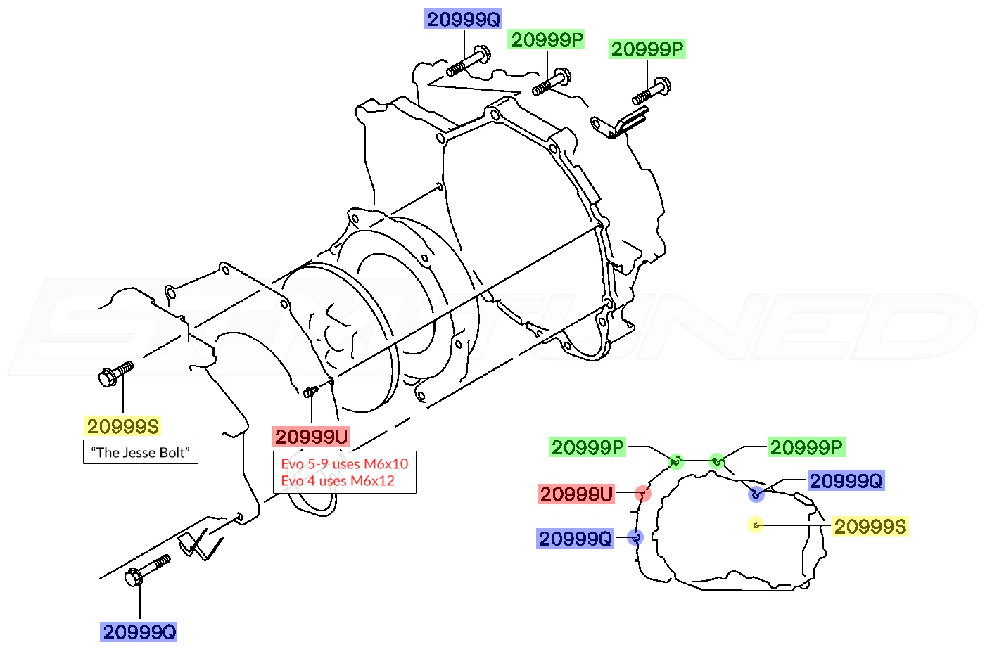 Mitsubishi OEM Transmission to Engine Bolt Kit for Evo 4-9 (TEBK) - Image 3